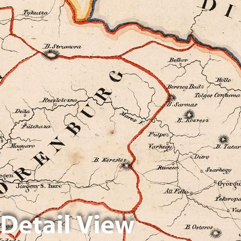 Historic Map : Austria, V.3:11-15:XII: 2. Oesterreich. C. Ungarische erbstaaten, II. Grossf: Siebenburgen 1828 , Vintage Wall Art