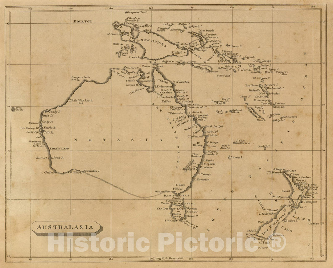 Historic Map : World Atlas Map, Australasia. 1812 - Vintage Wall Art