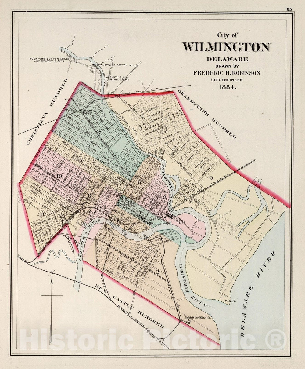Historic Map - National Atlas Map, Wilmington, Delaware. 1884 - Vintage Wall Art