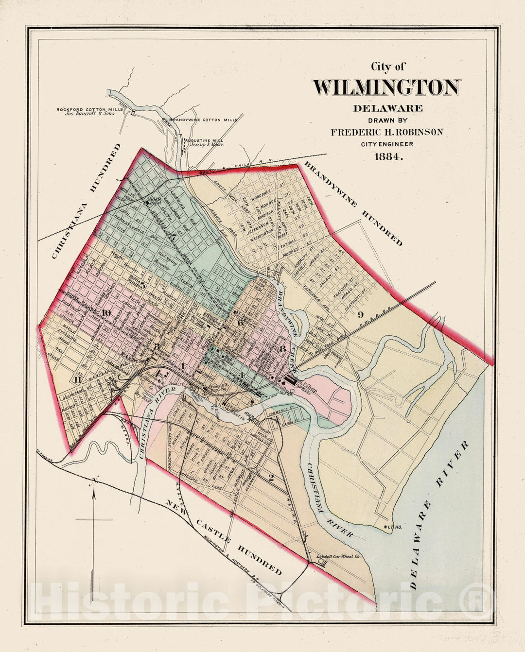Historic Map - National Atlas Map, Wilmington, Delaware. 1884 - Vintage Wall Art