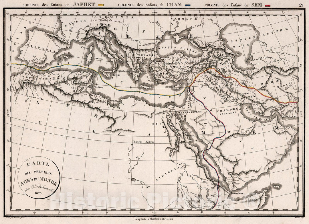 Historic Map : World Atlas Map, Carte de Premiers Ages de Monde 1825. 1825 - Vintage Wall Art