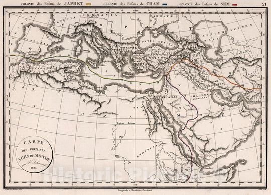 Historic Map : World Atlas Map, Carte de Premiers Ages de Monde 1825. 1825 - Vintage Wall Art