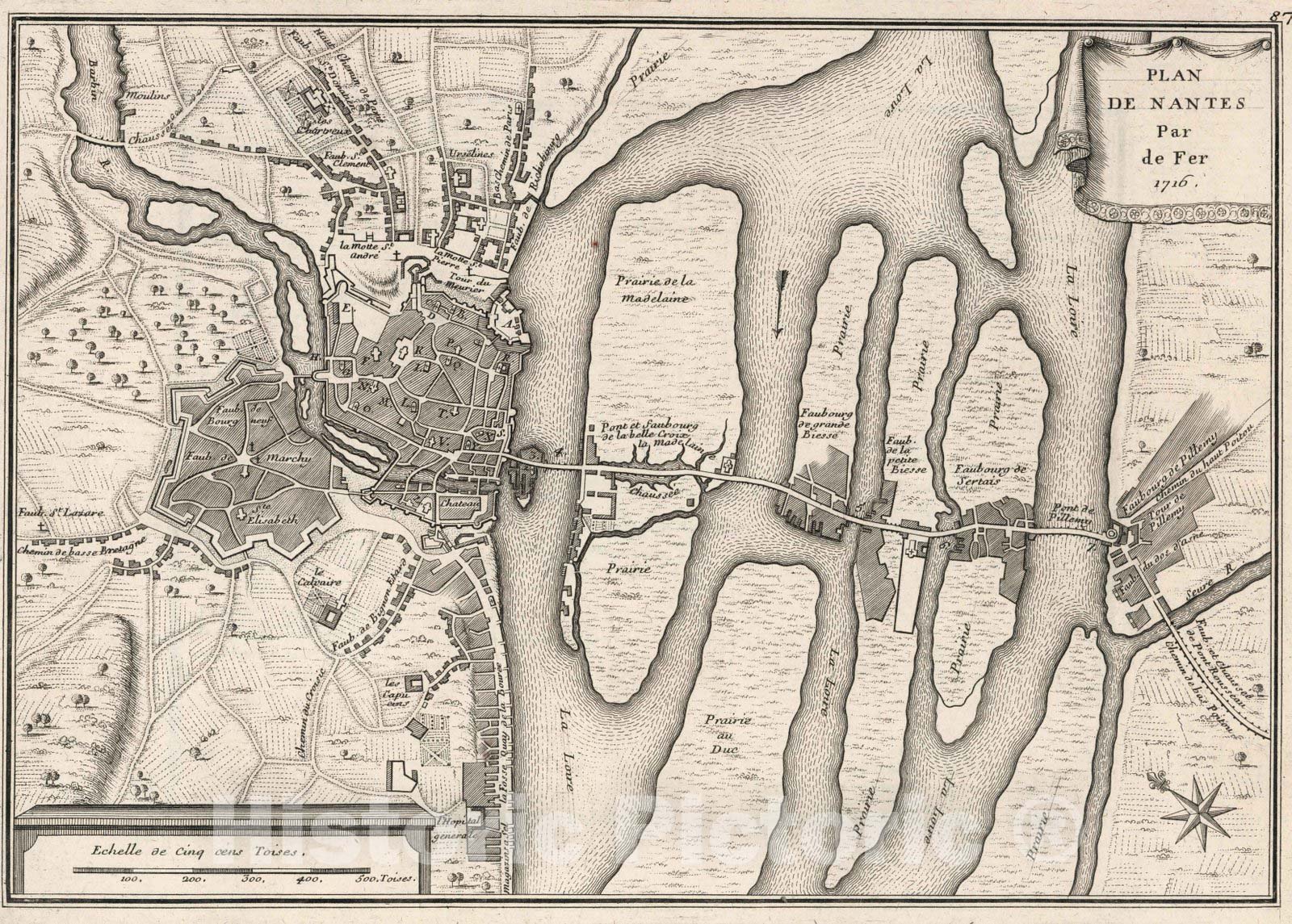 Historic Map : World Atlas Map, Plan de Nantes, France. 1716 - Vintage ...