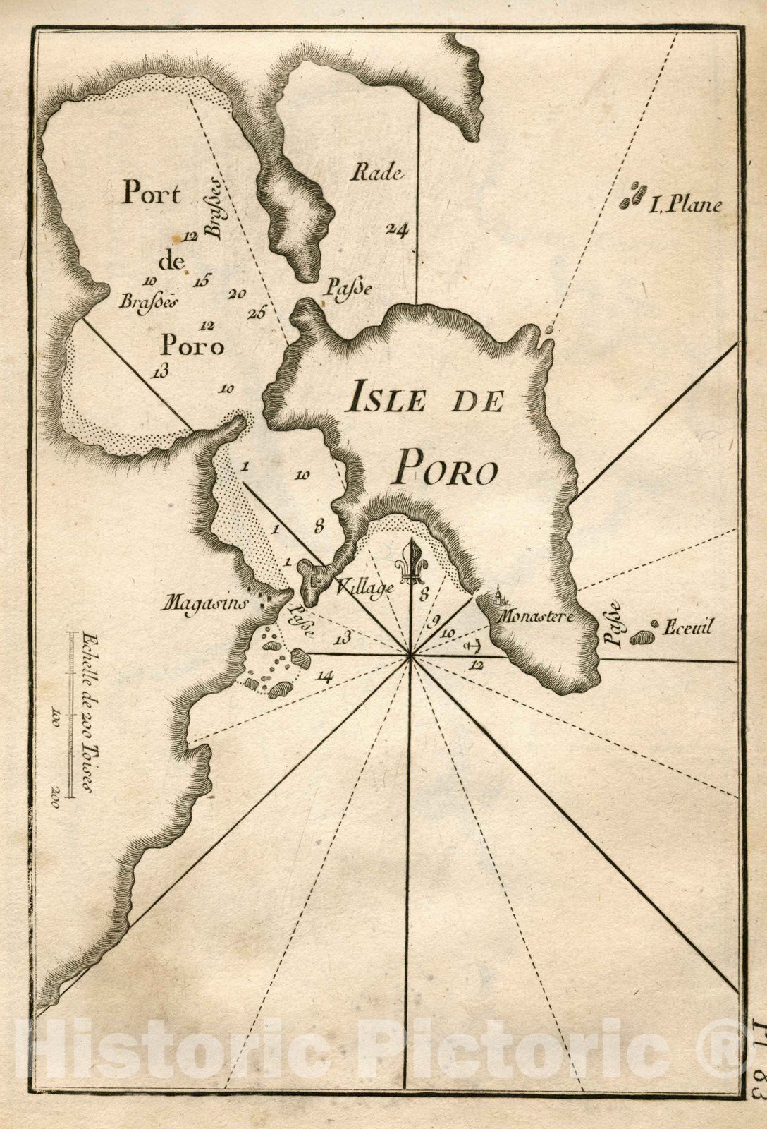 Historic Wall Map : Chart Map, Pl. 83. Poros Island, Greece. 1764 - Vi ...