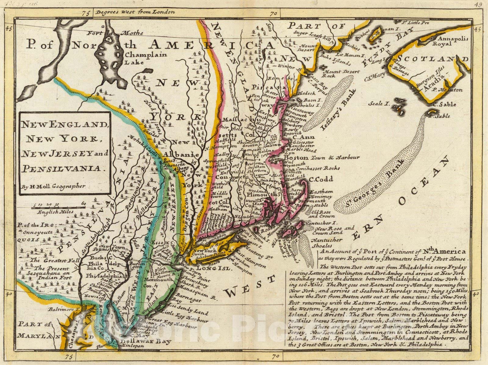 Historic Map : World Atlas Map, New England, New York, New Jersey
