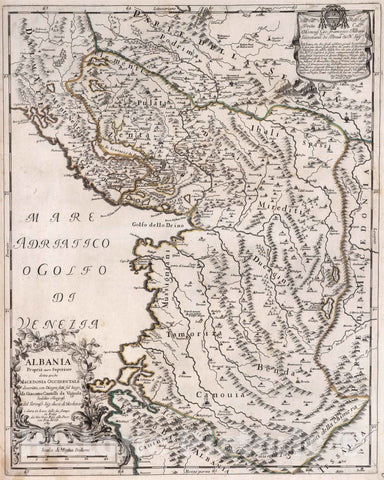 Historic Map : Albania, , EuropeAlbania propria ouero superiore detta anche Macedonia occidentale 1689 , Vintage Wall Art