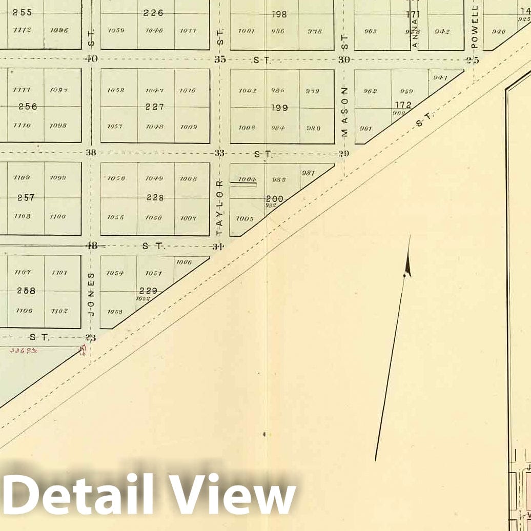 Historic Map : San Francisco (Calif.), City Atlas Map, Plat 9; Pumping dist. 1876 - Vintage Wall Art