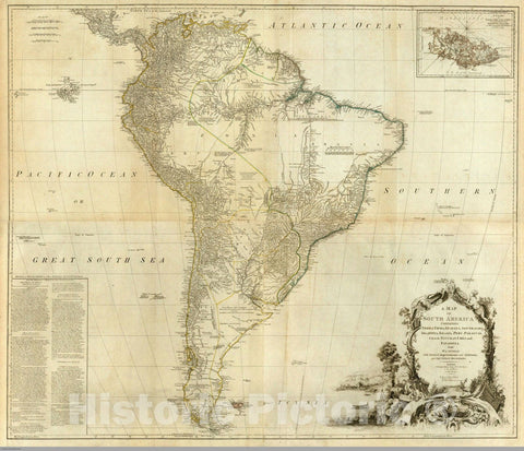 Historic Map : Composite: South America. 1776 - Vintage Wall Art