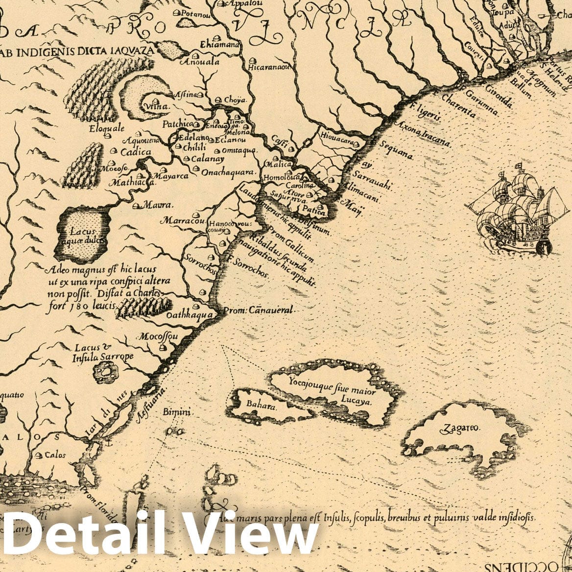 Historic Map : Plate 16. Facsimile Cartography 1492-1867. Lemoyne Map, 1591 - Vintage Wall Art