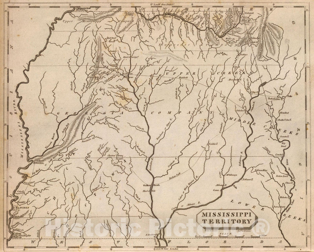 Historic Map : World Atlas Map, Mississippi Territory. 1804 - Vintage Wall Art