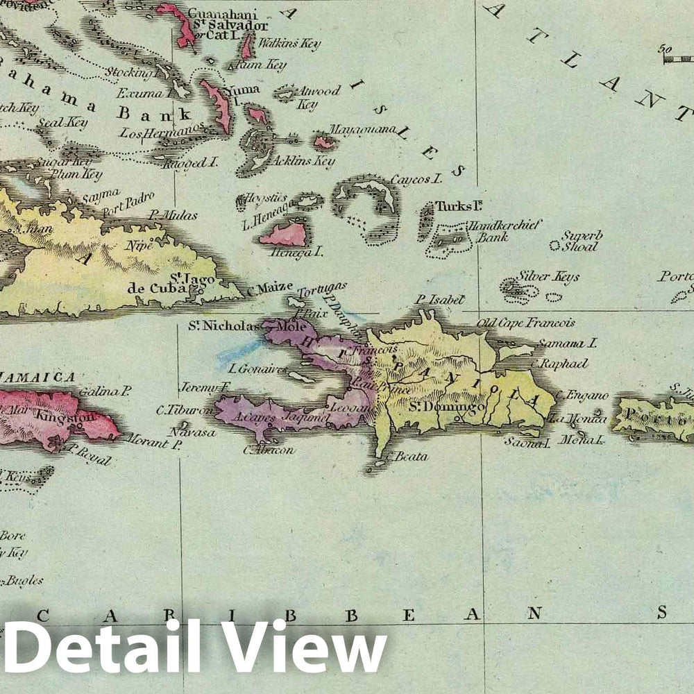 Historic Map : World Atlas Map, West Indies. 1823 - Vintage Wall Art