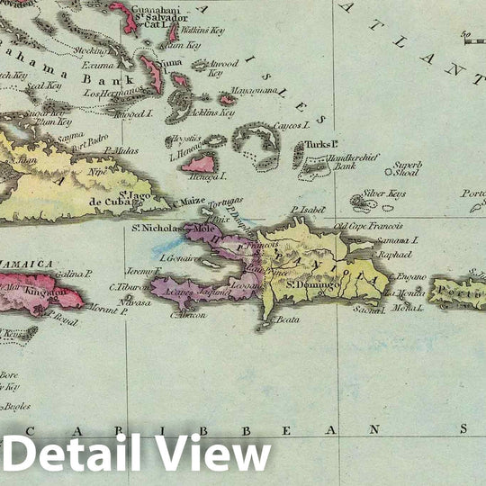 Historic Map : World Atlas Map, West Indies. 1823 - Vintage Wall Art