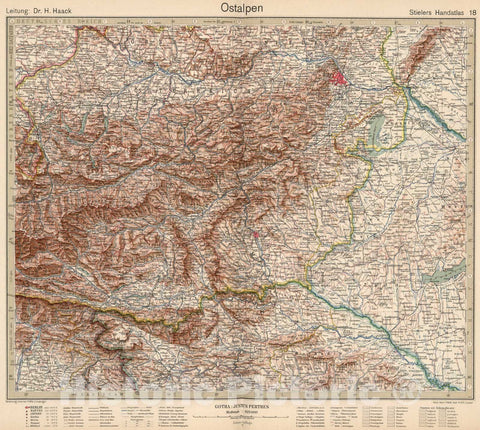 Historic Map : Austria,18. Ostalpen. Eastern Alps. 1925 , Vintage Wall Art