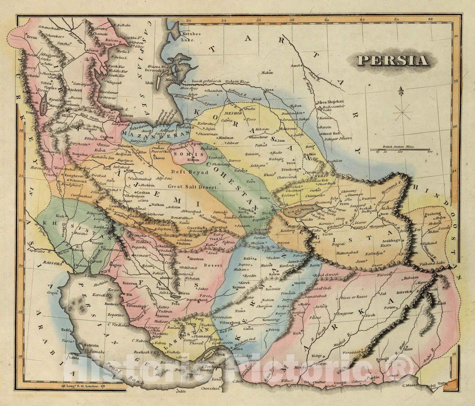 Historic Map : World Atlas Map, Persia. 1823 - Vintage Wall Art