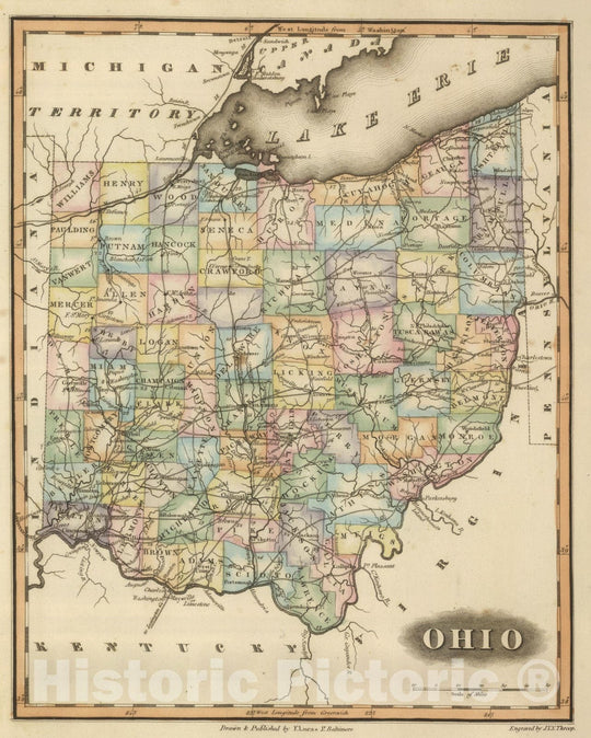 Historic Map : World Atlas Map, Ohio. 1822 - Vintage Wall Art
