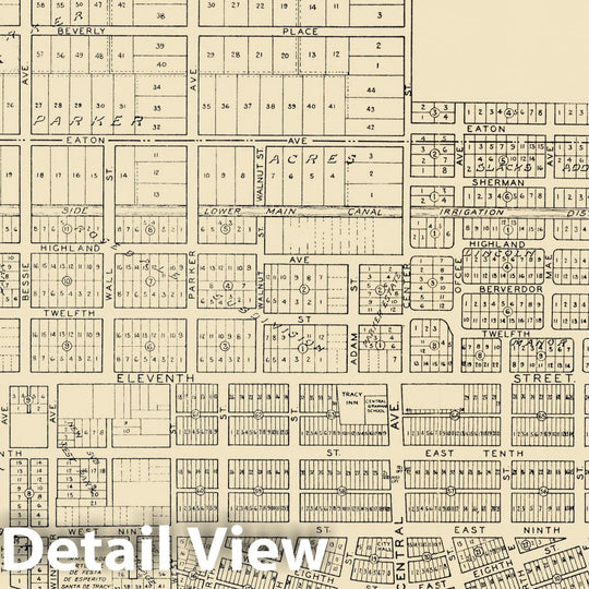 Historic Map - Thomas Bros. Map of City of Tracy, San Joaquin Conty, California, 1938, - Vintage Wall Art