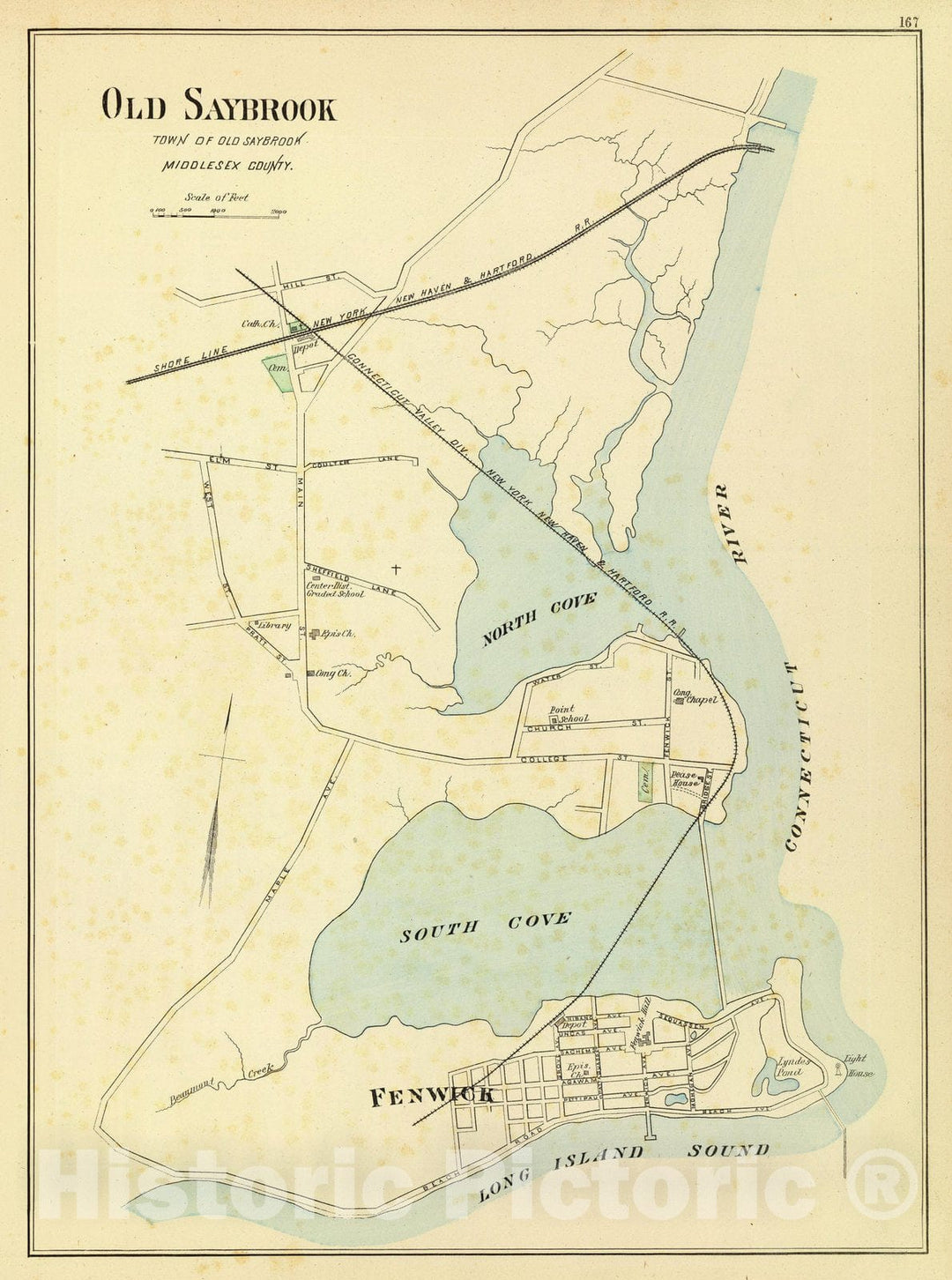 Historic Map : State Atlas Map, Old Saybrook. 1893 - Vintage Wall Art ...