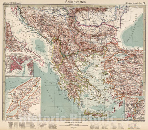 Historic Map : Greece, Balkans52. Balkanstaaten. Balkan States. 1925 , Vintage Wall Art