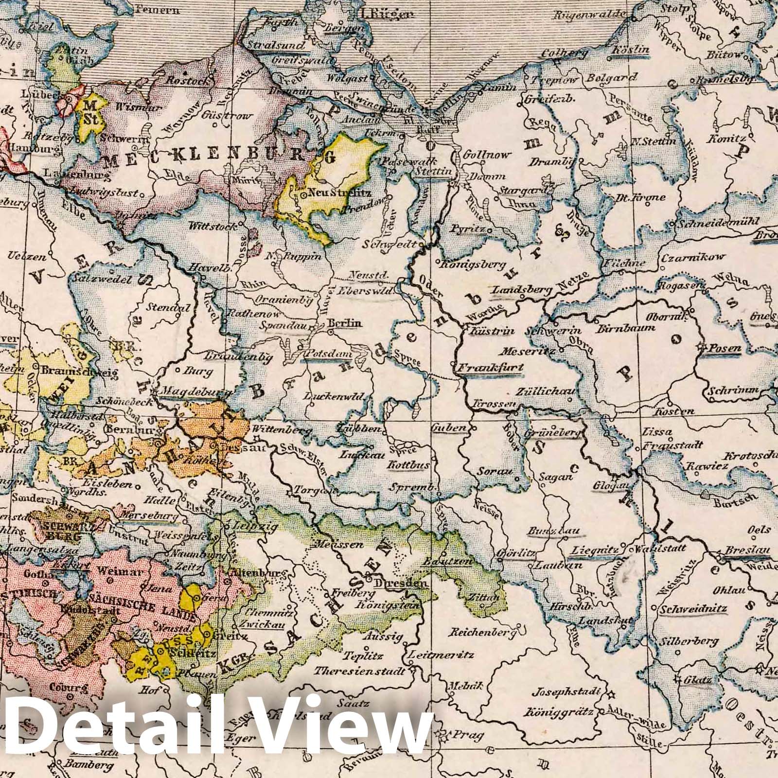 Historic Map : School Atlas Map, 17. Political Overview of Northern Germany and Prussia. 1872 - Vintage Wall Art