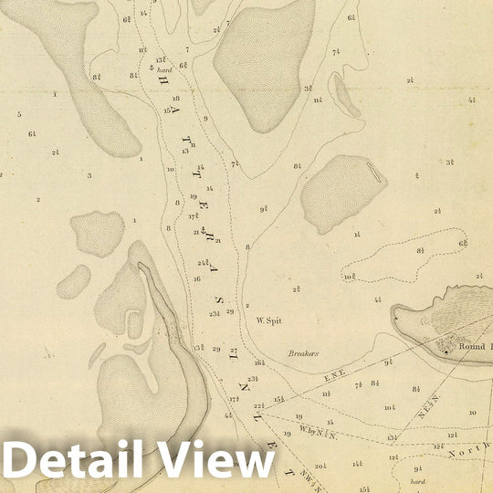 Historic Map - ChartMap, Hatteras Inlet, N.C. 1853, - Vintage Wall Art