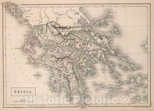 Historic Map : World Atlas Map, Greece. 1841 - Vintage Wall Art