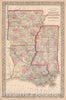 Historic Map - County Map of the States of Arkansas, Mississippi, and Louisiana, 1867, Samuel Augustus Mitchell Jr. - Vintage Wall Art