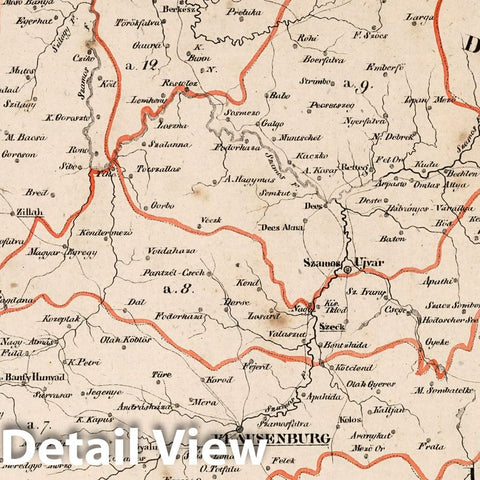 Historic Map : Austria,2. Oesterreich. C. Ungarische erbstaaten, II. Grossf: Siebenburgen. a.Land der Magyaren. Gespanschaft 7-12 1828 , Vintage Wall Art