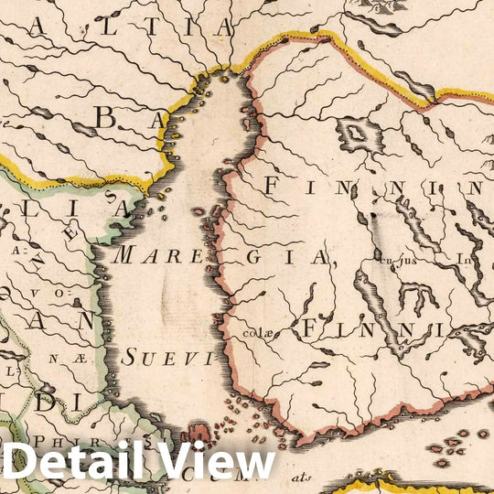 Historic Wall Map : World Atlas Map, Scandinavia and Finland. 1703 - Vintage Wall Art