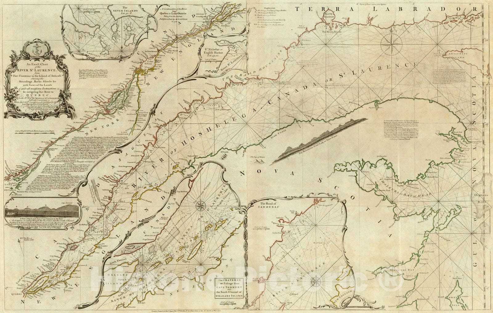 Historic Map : An Exact Chart of the River St. Laurence. 1776 - Vintage Wall Art