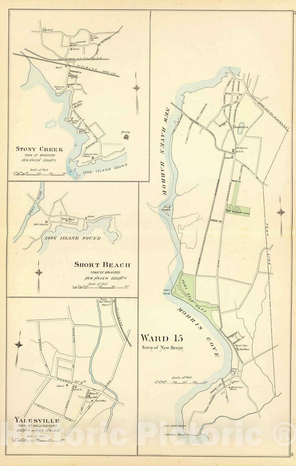 Historic Map : State Atlas Map, Ward 15, New Haven. 1893 - Vintage Wall Art