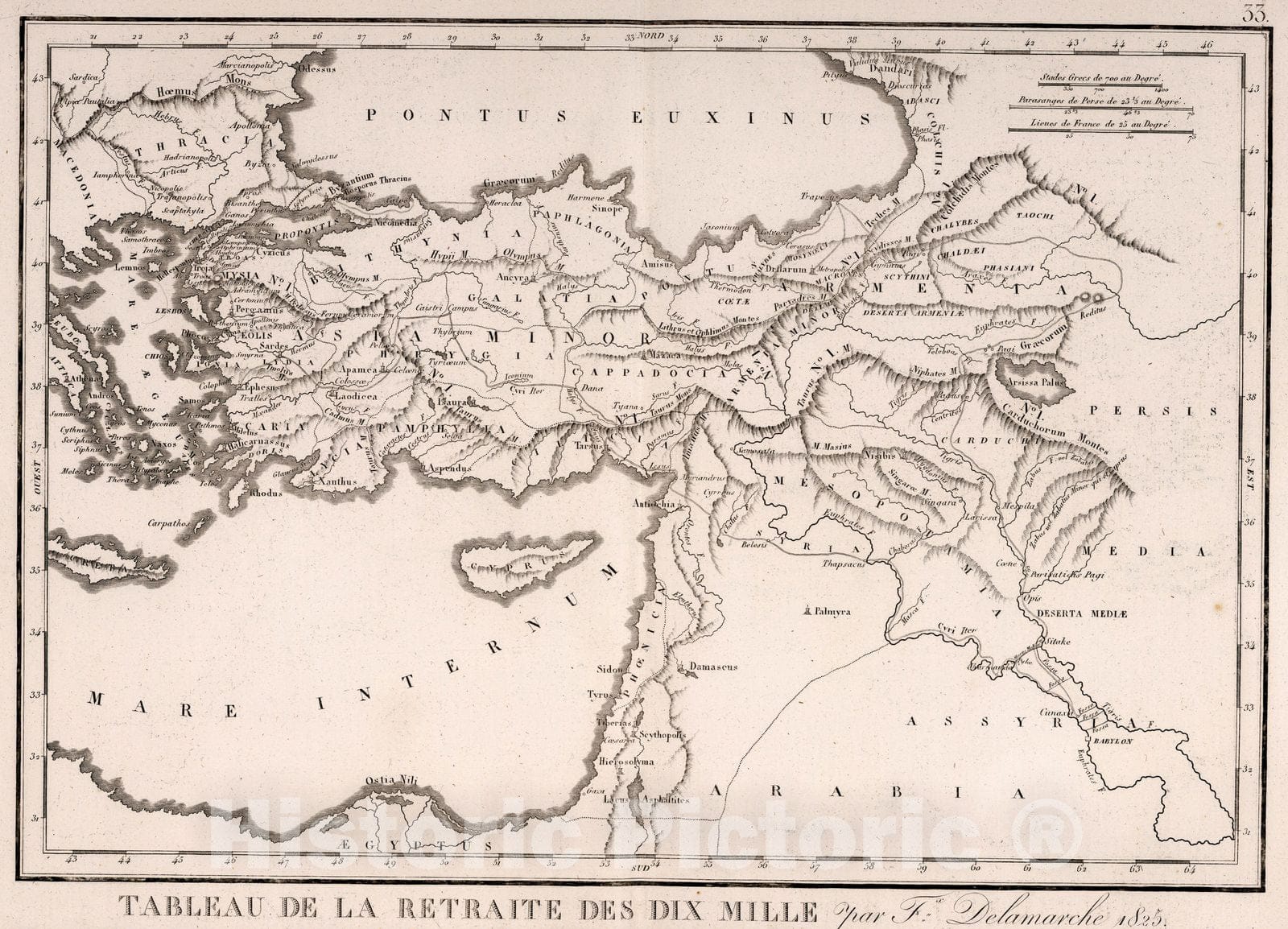 Historic Map : Turkey, Asia MinorTableau de la Retraite des Dix Mille 1825. 1825 , Vintage Wall Art