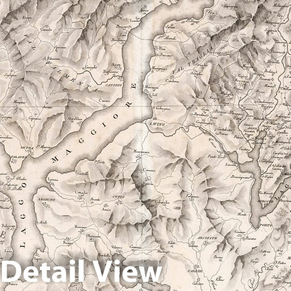 Historic Map : Switzerland, No. 15. Majeure Partie des Cantons de Bellinzona et de Lugano et les Frontieres de la Republiqe Italienne. 1802 , Vintage Wall Art