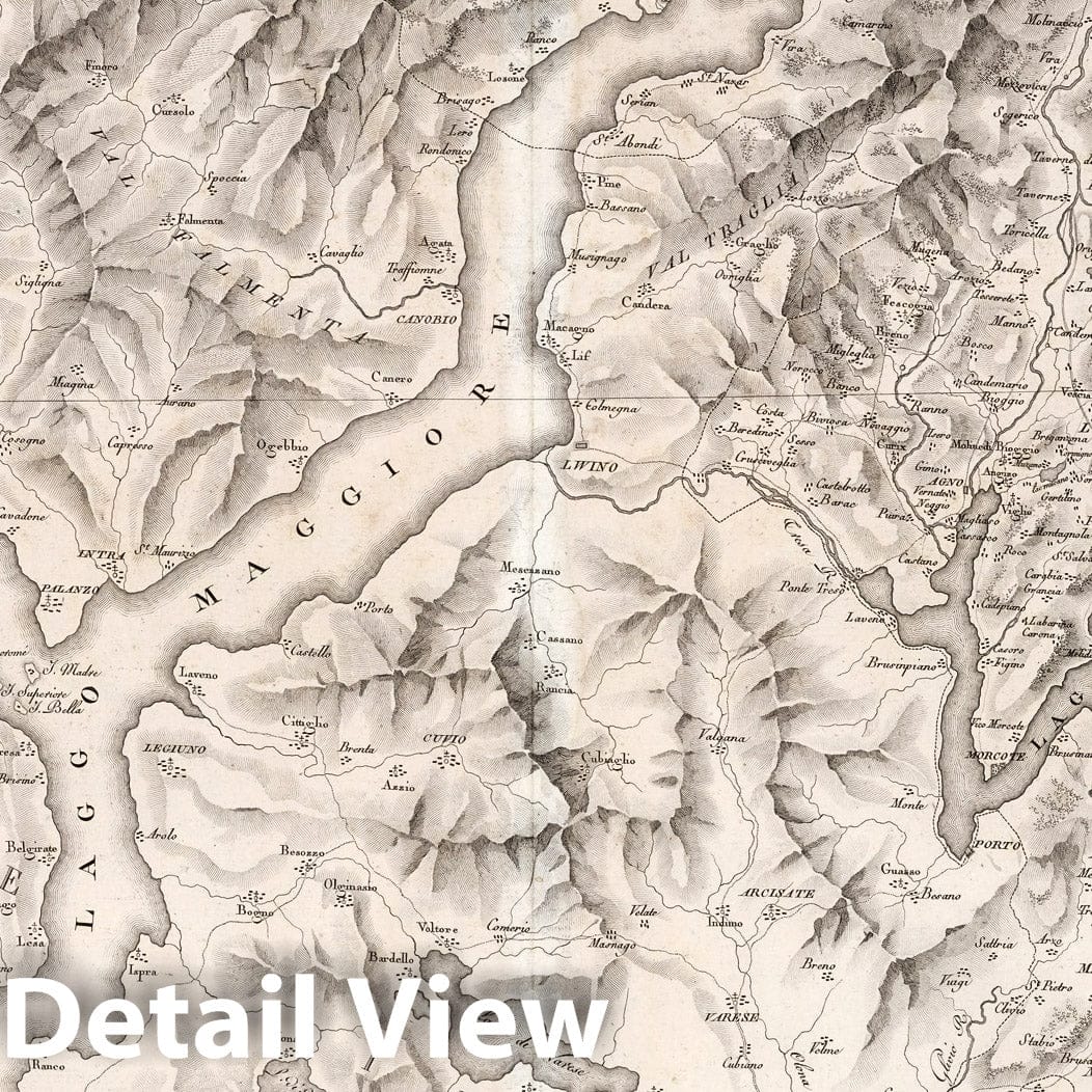 Historic Map : Switzerland, No. 15. Majeure Partie des Cantons de Bellinzona et de Lugano et les Frontieres de la Republiqe Italienne. 1802 , Vintage Wall Art