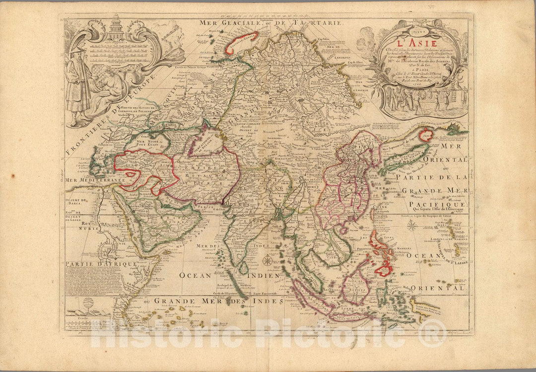 Historic Map : World Atlas Map, L'Asie. 1722 - Vintage Wall Art