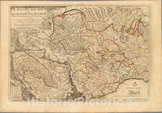 Historic Map : Italy, Milan Region (Italy)Le Duche? De Milan 1705 , Vintage Wall Art
