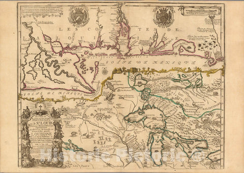 Historic Map : United States, Mississippi RiverLe cours de Missisipi, ou de St. Louis. 1718 , Vintage Wall Art