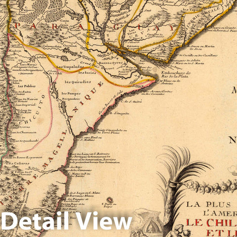 Historic Map : Argentina, , South AmericaPartie la plus meridionale de l'Amerique 1720 , Vintage Wall Art