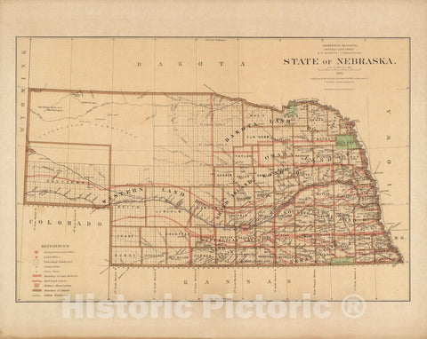 Historic Map : State of Nebraska 1876 - Vintage Wall Art