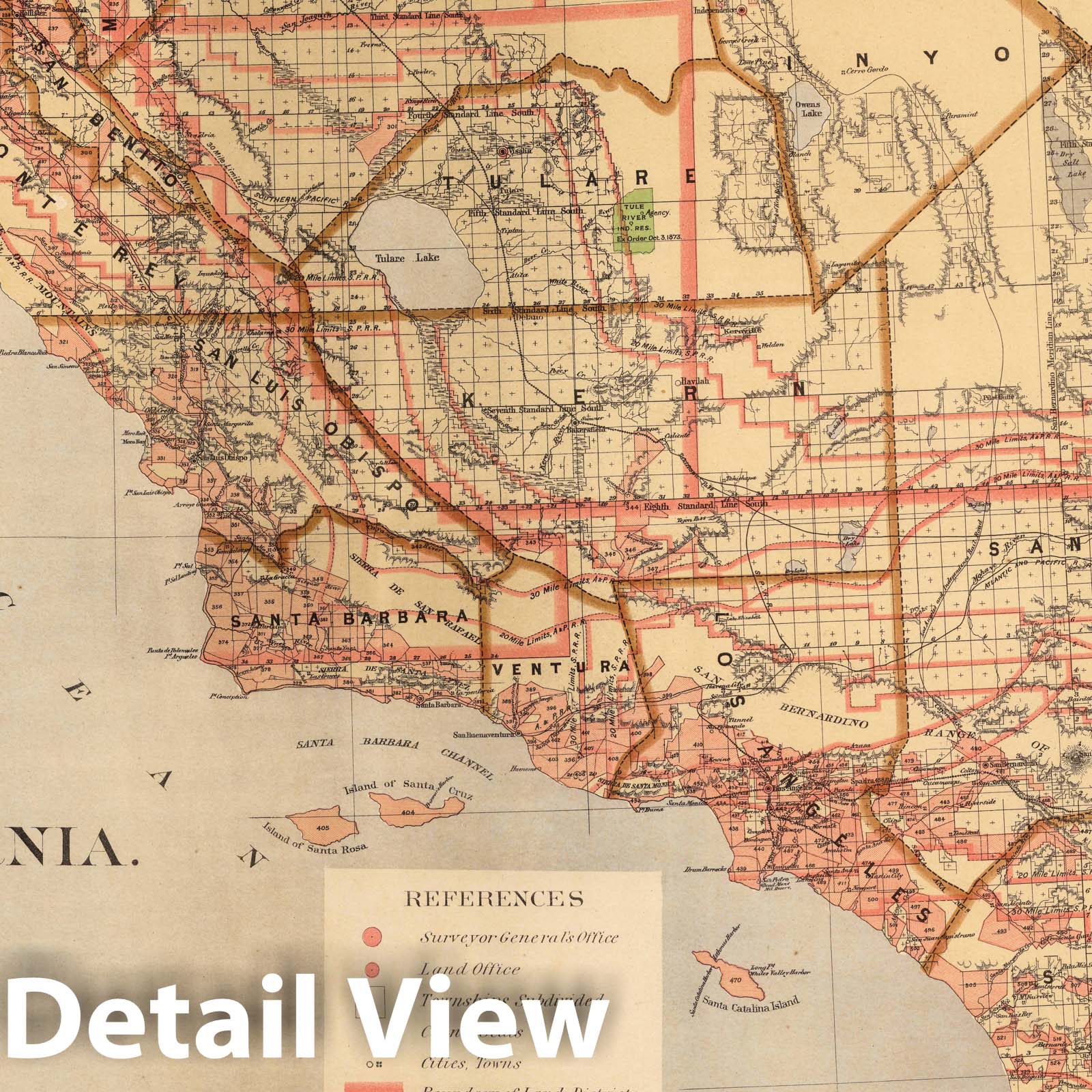 Historic Map : Southern California 1876 - Vintage Wall Art