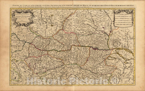 Historic Map : Danube River (Austria)Partie de Cercle d'Austriche. 1708 , Vintage Wall Art