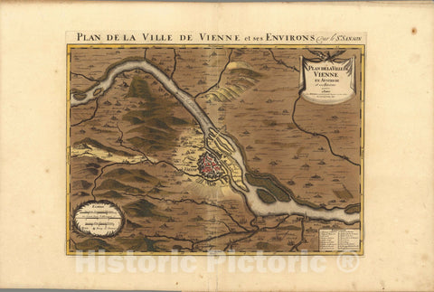 Historic Map : Vienna (Austria),Plan de la Ville de Vienne en Austriche. 1708 , Vintage Wall Art