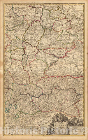 Historic Wall Map : Austria,Theatre de la Guerre en Austriche Baviere Souabe, le Tirol. 1708 , Vintage Wall Art