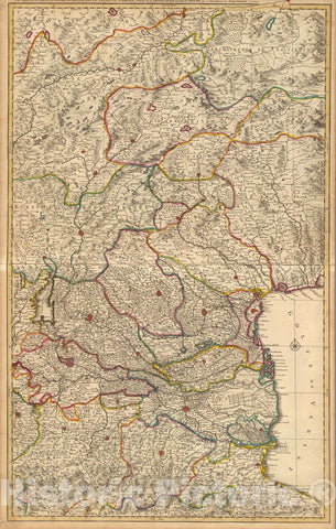 Historic Map : Tirol (Austria)Le Grand Teatre de la Guerre en Italie (eastern sheet). 1708 , Vintage Wall Art