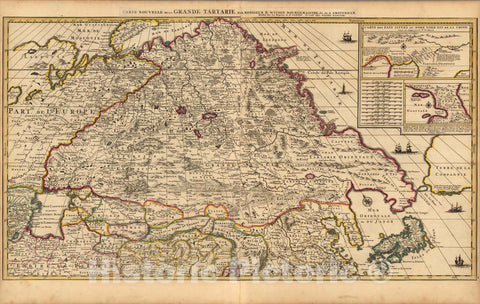Historic Map : Japan, Siberia (Russia)Carte Nouvelle de la Grande Tartarie. 1708 , Vintage Wall Art