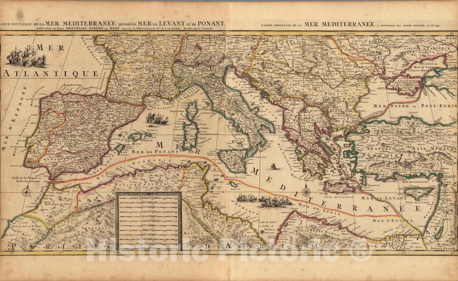 Historic Map : MediterraneanLa Mer Mediterranean. 1708 , Vintage Wall ...