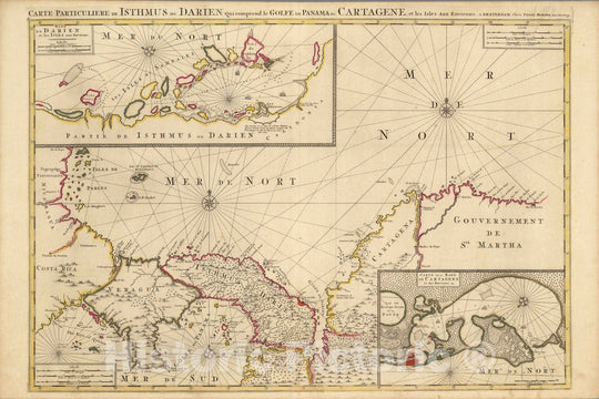 Historic Map : Panama,Carte Particuliere de isthmus ou Darien. 1708 , Vintage Wall Art