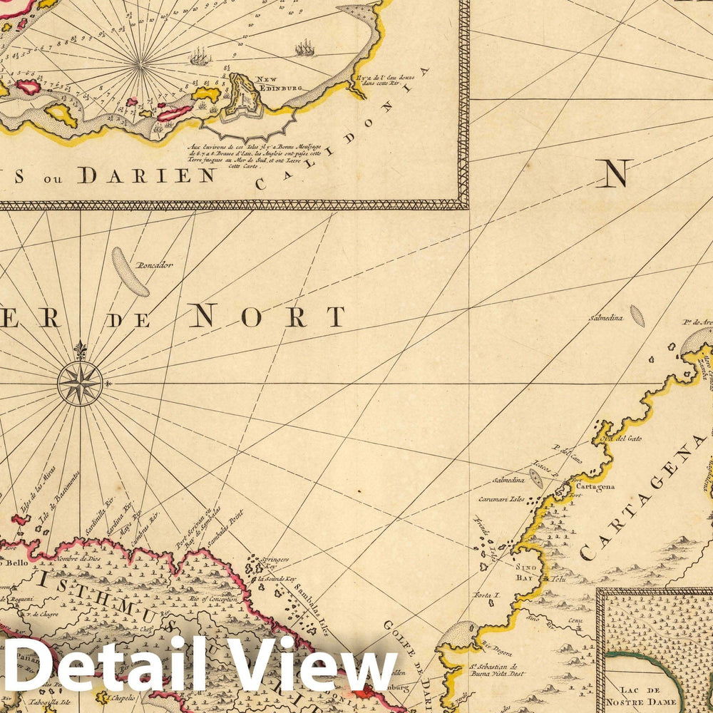 Historic Map : Panama,Carte Particuliere de isthmus ou Darien. 1708 , Vintage Wall Art