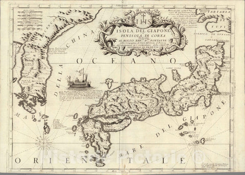 Historic Map : Japan,Isola del Giapone e penisola de Corea 1697 , Vintage Wall Art