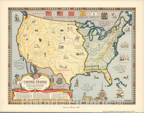 Historic Map : the United States at the Close of the Revolutionary War. 1492-1783, 1957 - Vintage Wall Art