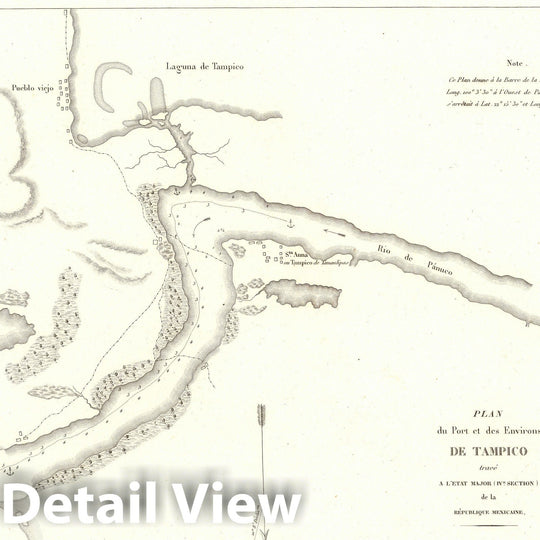 Historic Map : Tampico (Mexico), (Mexico) Exploration Book, XII. Plan du port et des environs de Tampico. 1833 , Vintage Wall Art